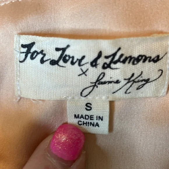 For Love & Lemons Satin Crop Top Blush Adjustable Strap Size Small - Picture 4 of 5